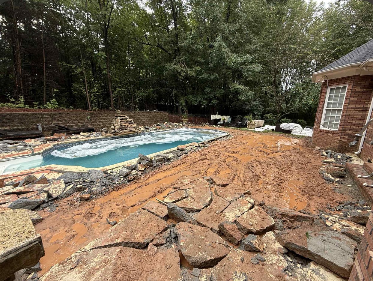 Stamped Pool Deck — before